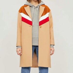 Gorel contrast-panel wool and cashmere-blend coat